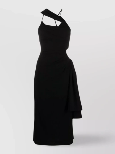 Jacquemus Contemporary Wool Blend Dress With Unique Draping In Black
