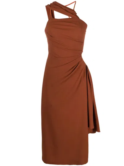 Jacquemus Draped Asymmetric Dress In Orange