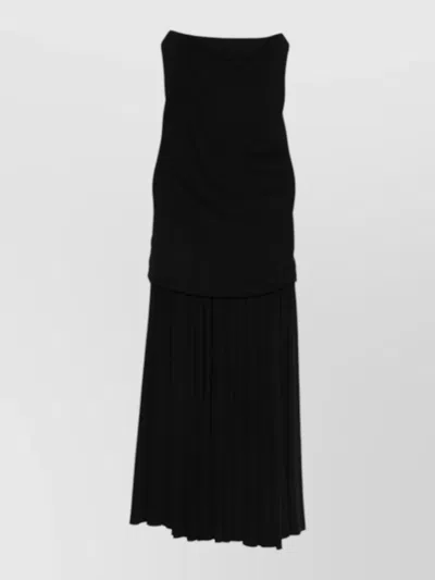 Jacquemus Abiha Dress Long Pleated Open Back In Black