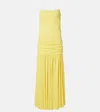 Jacquemus Yellow Dress With Straight Neckline And Gathered Waist In Tech Fabric Woman