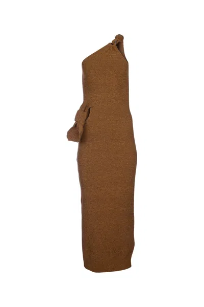 Jacquemus Brown Le Raphia 'la Robe Maille Noeud' Maxi Dress In Dark Brown
