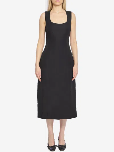 Jacquemus Scoop-neck Linen Midi Dress In Black