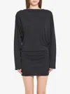 Jacquemus Black La Robe Mistral Crew Neck Dress With Long Sleeves And Open Back In Viscose Blend Women In Black