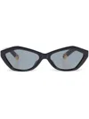 Jacquemus Angular Sunglasses Gold Accents In Black