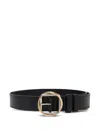 Jacquemus Leather Square Buckle Belt With Interlocking Detail In Black