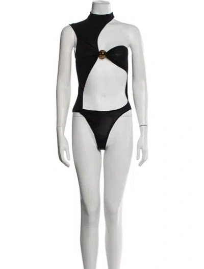 Pre-owned Jacquemus Acetate Asymmetrical Bodysuit In Black