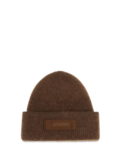 Jacquemus Acu00666ak00227 Gros Grain Ribbed Beanie In Brown