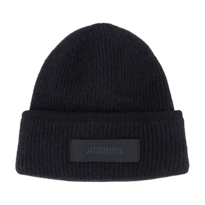 Jacquemus Acu00666ak00227-990 Ribbed Wool Beanie In Black
