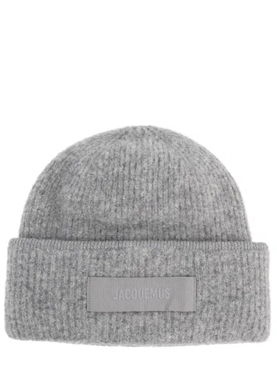 Jacquemus Acu00666ak0_0227970 Grosgrain Alpaca Wool Cap In Gray