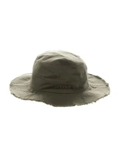 Pre-owned Jacquemus Adjustable Raw Edge Trim Bucket Hat In Green