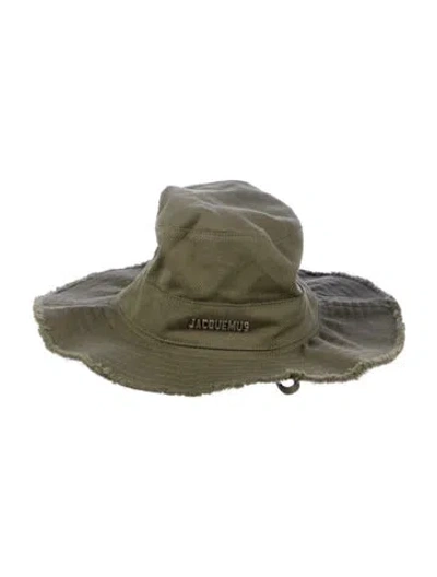 Pre-owned Jacquemus Adjustable Raw Edge Trim Bucket Hat In Green