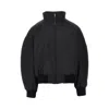 Jacquemus Stretch Cotton Blend Jacket With Zip And High Collar In Black
