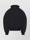 Jacquemus Stretch Cotton Blend Jacket With Zip And High Collar In Black