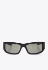 Jacquemus Aero Rectangular-frame Sunglasses In Gray