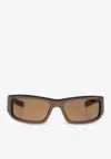 Jacquemus Aero Rectangular Sunglasses In Brown