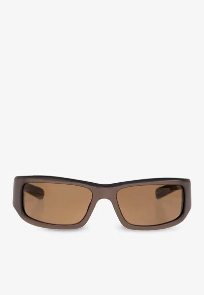 Jacquemus Aero Rectangular Sunglasses In Brown