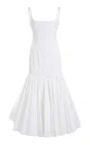 Jacquemus Agave Pleated Paneled Cotton-poplin Midi Dress In White