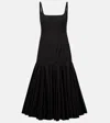 Jacquemus Agave Pleated Paneled Cotton-poplin Midi Dress In Black