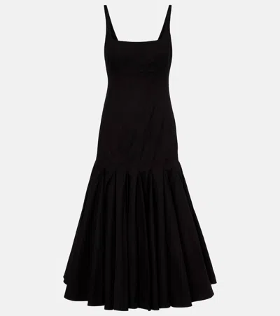 Jacquemus Agave Cotton Poplin Midi Dress In Black