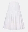 Jacquemus Flared High-waisted Midi Skirt With Distinctive Metal Loop In White