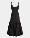 Jacquemus Agave Pleated Paneled Cotton-poplin Midi Dress In Black
