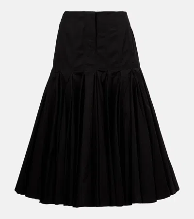 Jacquemus La Jupe Agave Pleated Poplin Midi Skirt In Noir