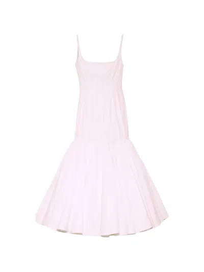 Jacquemus Agave Paneled Pleated Cotton-poplin Midi Dress In Pink