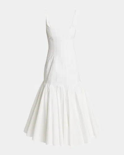 JACQUEMUS AGAVE PLEATED DROP-WAIST MIDI DRESS