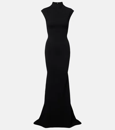 Jacquemus Womens Black La Robe Alba Cap-sleeves Stretch-woven Maxi Dress