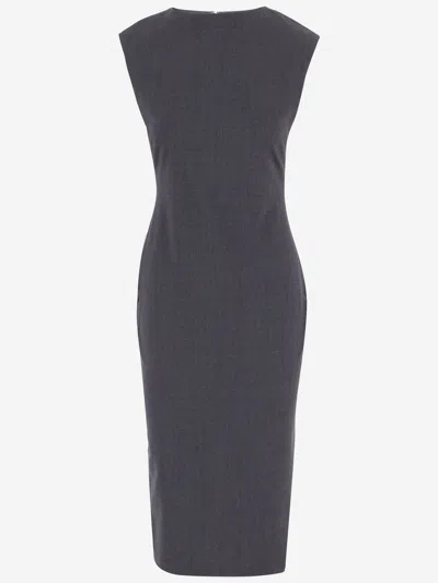 Jacquemus La Dressing Gown Alba Ruched-detail Drill Midi Dress In Grey