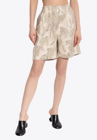 Jacquemus Beige Shorts Con Estampado In Nude