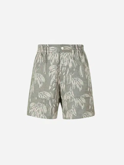 Jacquemus Aloe Print Bermuda Shorts In Gray
