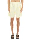 Jacquemus Aloe Striped Pattern Elastic Waistband Shorts In Yellow