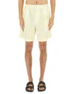 Jacquemus Aloe Striped Pattern Elastic Waistband Shorts In Yellow