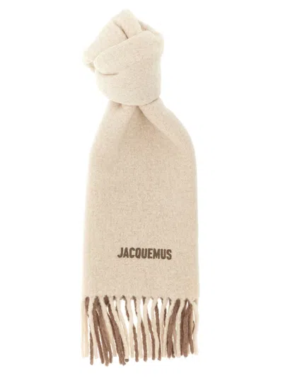 Jacquemus Alpaca Wool Degradé Scarf In Cream