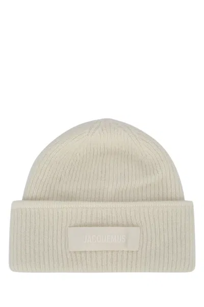 Jacquemus Alpaca Wool Grosgrain Bonnet Hat In Neutral
