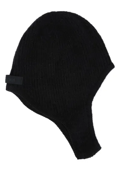 Jacquemus Alpaca Wool Wrap Scarf With Grosgrain Trim In Black