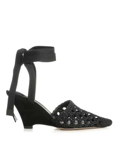 Jacquemus Woven Ankle-tie Heeled Sandals In Black