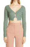 Jacquemus Alzou Mohair Blend Crop Cardigan In Green
