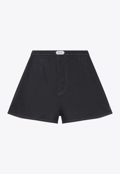 Jacquemus Amelo Shorts Contrast Stitching Elastic Waistband In Blue