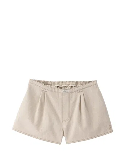 Jacquemus Tailored Denim Shorts Pleated Elastic Waistband In Neutral