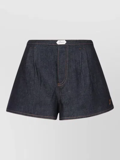 Jacquemus Amelo Shorts Contrast Stitching Elastic Waistband In Blue