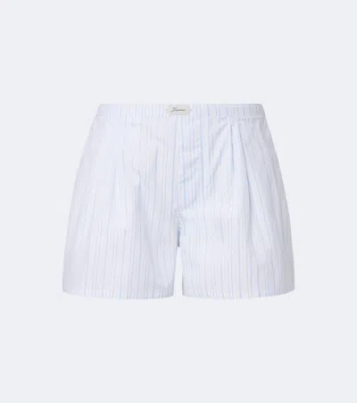 Jacquemus Amelo Striped Cotton Poplin Shorts In White