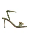 Jacquemus Python-print Leather Sandals In Green