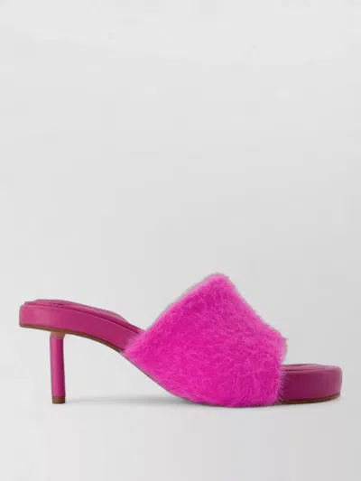Jacquemus Argilla Faux Fur Mule Sandals Polyamide In Pink