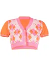 Jacquemus Ladies Multi-orange Argyle-check-pattern Cropped Top In Orange