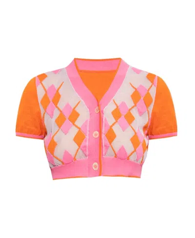 Jacquemus Argyle-check-pattern Cropped Top In Pink