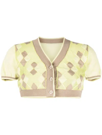 Jacquemus Argyle-check-pattern Cropped Top In Yellow