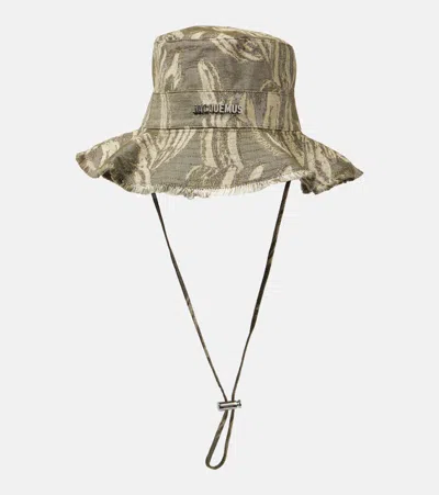 Jacquemus Artichaut Cotton Canvas Bucket Hat In Green