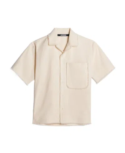Jacquemus Artichaut Frayed Cotton-canvas Shirt In Panna